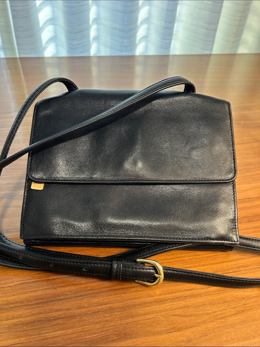 Classiques Entier Black Leather Shoulder Bag with Gold Hardware
